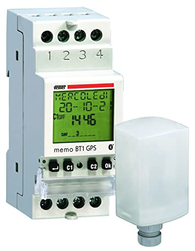 VEMER VE790000 Set Memo BT1 GPS - Kit composto da Interruttore Orario Astronomico + Modulo GPS, Interfaccia Bluetooth e Programmazione tramite APP direttamente su Smartphone e Tablet, 1 Canale, Bianco