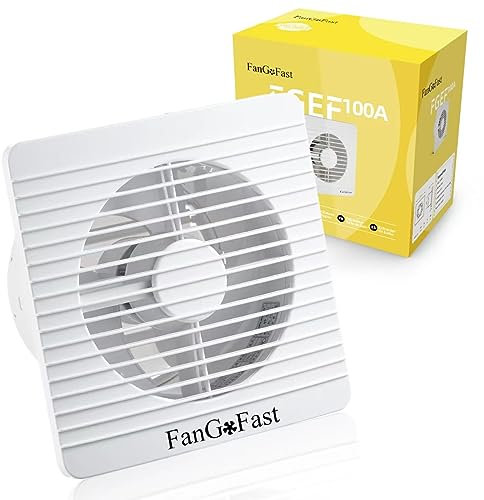 FanGoFast Aspiratore Bagno 100mm, Ventola Aspirazione Bagno con Valvola Antiritorno per Bagno Cucina Ufficio Garage, Ventilatore da Parete Vortice Basso Consumo
