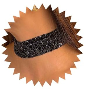 Aneneiceera Punk Black Sequin Choker Necklace Gothic Wide Black Necklace Mesh Necklace Vintage Wedding Wave Fish Scales Sequin Wide Choker Nightclub Prom Sparkly Sequin Necklace for Women and Girls