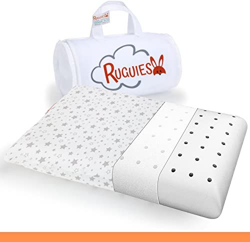 RUGUIES- Cuscino viscoelastico per bambini e neonati, ipoallergenico e traspirante- Cuscino per bambini- Rivestimento lavabile in 100% cotone-OEKO-TEX- Da 1 a 10 anni XL (58x32x 5 o 7cm).