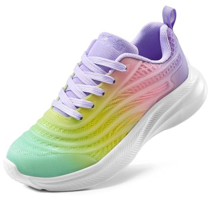 DREAM PAIRS Kids Zapatillas Running | Material KPU duradero, fácil limpieza, entresuela EVA, colores degradados, versátil estaciones.