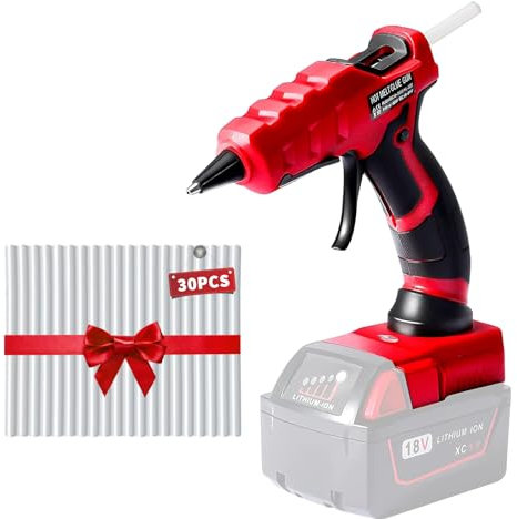Pistola de pegamento caliente inalámbrica para batería Milwaukee de iones de litio de 18 V, pistola de pegamento de precalentamiento rápido de 30 segundos con 30 barras de pegamento (7 x 150 mm) para
