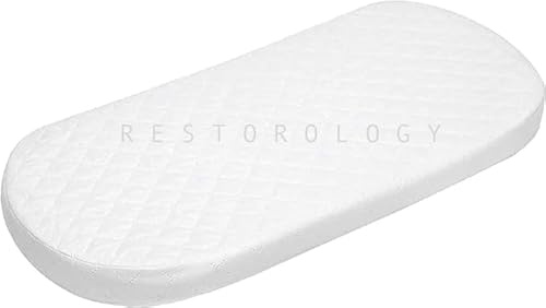 BUY ALL HERE Materasso in schiuma per culla infantile, spesso e super morbido, materasso a forma ovale, doppio lato, copertura trapuntata rimovibile/lavabile, prodotto nel Regno Unito (75 x 28 x 4 cm)