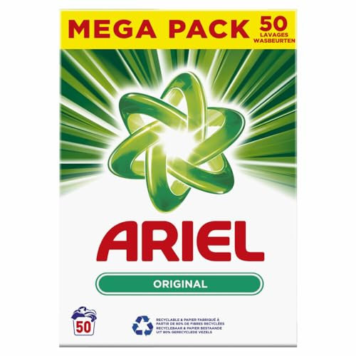 Ariel Waschpulver Waschmittel 3kg 50 Waschungen, Farbe, Extra Farbpflege Mit Anti-Residu-Technologie