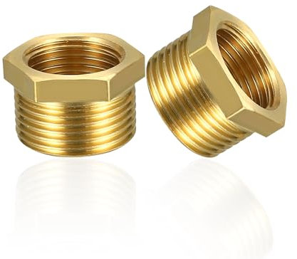 YOUZMY 2 Stück Messing Reduzierstück 1 auf 3/4 Zoll adapter (AG Ø 32.5mm x IG Ø 25mm) Reduzierung, Außengewinde auf Innengewinde, Gewindefitting für Wasserleitungen Leitungsinstallation (1 auf 3/4)