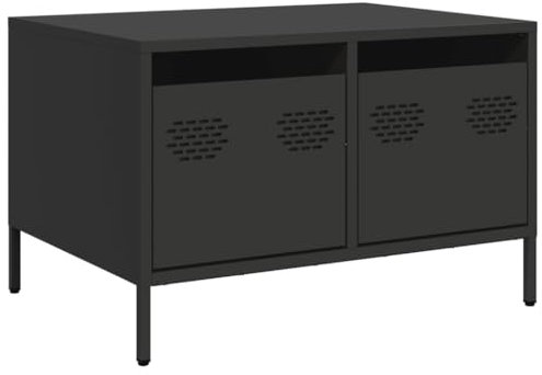 vidaXL Mueble para TV Acero Laminado en frío Negro 68x50x43,5 cm, Soporte de TV, aparador de TV, Mueble bajo, Banco de TV, Mueble de Metal