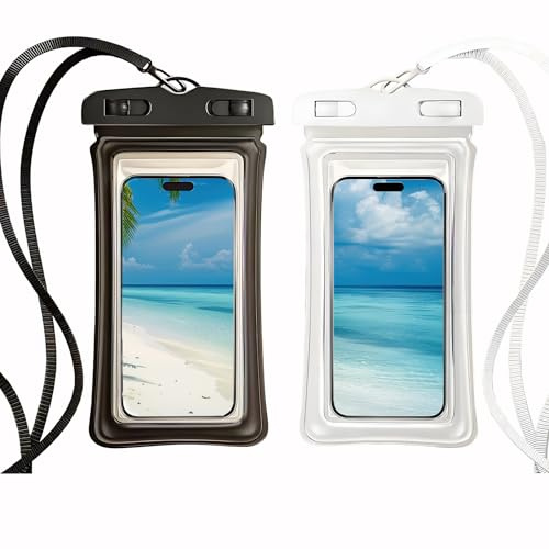 MUTORE Waterproof Phone Pouch 2 Pack,Universal IPX8 Waterproof Lanyard Floating Cellphone Case for Swimming,Underwater Phone Case Protector for iPhone 16 15 14 13 Pro，Samsung,Huawei etc up to 6.9