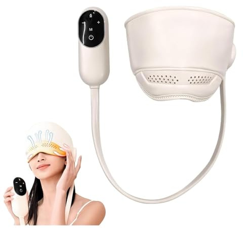 Massaggiatore for cuoio capelluto e occhi con calore, massaggiatore elettrico con cuffia for alleviare l'emicrania, massaggiatore for testa e occhi con 6 airbag e 3 modalità di calore, cuffie for emic