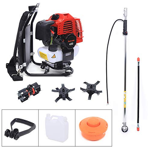 43cc bensinmotorsensor, 3-i-1 bakre borttagbar friskärare, 1,7 hk 2-takts grästrimmer, bensin häcksax, lös, inkl. Professionell bärrem med antivibrationssystem/ogräscykel/räfflad hjul