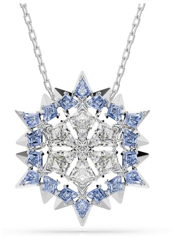 Swarovski Magic Collana Pendente e Spilla, Gioiello Versatile con Zirconia Grigio-Blu, Forma a Fiocco di Neve, Chiusura a Scorrimento, Placcatura in Tonalità Rodio, 38-65 cm, 2,8 x 2,5 cm