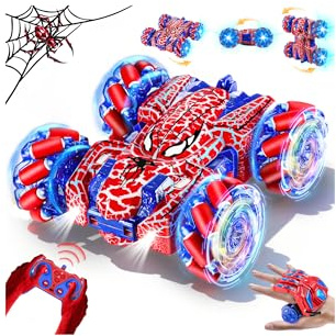 Kssvzz Spider Macchina Telecomandata per Bambini,2.4Ghz Monster Truck con Sensore di Gesti,4WD RC Auto Acrobatica con Luci e 360° Ruotare,Giochi Regalo Compleanno Natale Bambino 3-12 Anni