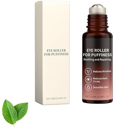 Retinol & Vitamin C Augencreme mit Augenroller - Gegen Falten, Tränensäcke & Augenringe - Anti Aging Serum zur Straffung & Pflege der Augenpartie - Für müde Augen, Tages & Nachtpflege (1pc, 10ml)