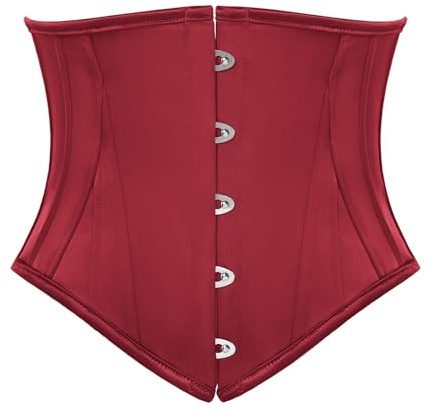 Scarlet Darkness Corset Belt for Women Underbust Satin Waist Training Cincher Corset Wine Size 16