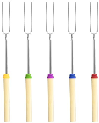 5 Pack Marshmallow Roasting Sticks, 32in Long Extendable Forks