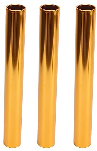 SPYMINNPOO Bastones de Relevo de Campo de Pista de Aleación de Aluminio Duraderos, Agarre Cómodo, Diseño Hueco, Ideales para Carreras de Relevos Escolares, Paquete de 3 (Gold)