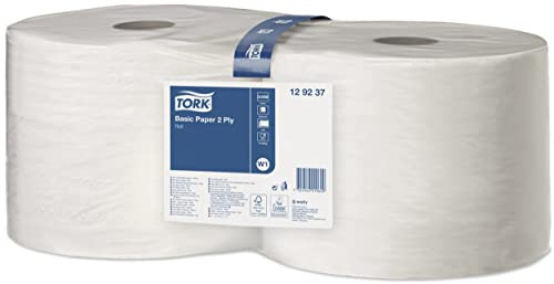 TORK 129237 Papier d'essuyage Basic Bobine W1, 510 m, vendu par lot de 2