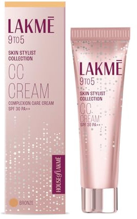 Lakme 9 To 5 Complexion Care Face CC Cream, Bronze, SPF 30, Conceals Dark Spots & Blemishes, 30g