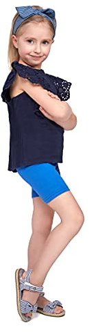 SOFTSAIL Flickleggings cykelshorts kort bomull sport dans gymnastik andas bekväm töjbar, Kungsblå, 5-6 År