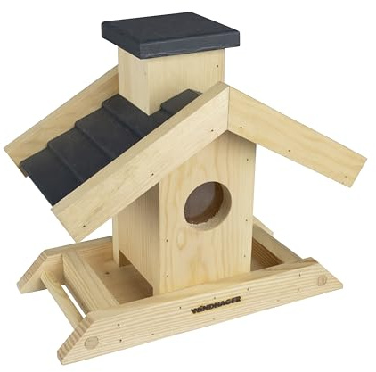 Windhager Finca Bird Feeder Silo - Removable Lid - Made of Pine Wood, Filling Volume Approx. 1.25 litres - Bird Feeder/Bird Feeder