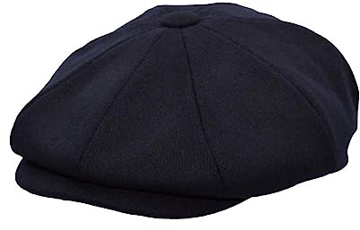 WALKER AND HAWKES - Men's Melton Wool Waterproof 8-Panel Bridgemoor Baker Boy Cap (UK, Alpha, L, Navy)