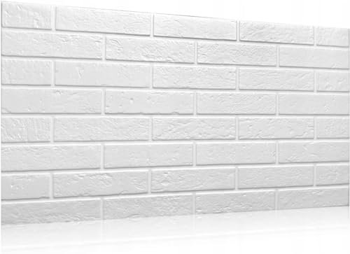 Deccart | 3D Wandpaneele selbstklebend - Wandverkleidung, Weiße Ziegeloptik, 100x50 XL - Wandpaneele, Deckenplatten, Deckenpaneele, Deckenverkleidung, 3D-Prägung, Wanddeko | 40 Stück