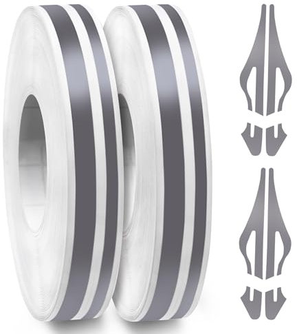 Spurtar Pinstripe Adhésif Voiture - Ligne Centrale 5mm avec Espacement Intégré 2.5mm - Style Professionnel, Liseret Décoratif 19.6m, Gris