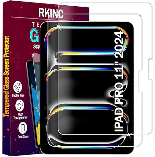 RKINC Pellicola Prottetiva [2 Pezzi] per iPad Pro 11 Pollici M4 (2024), Vetro Temperato salvaschermo Durezza 9H, 0,33mm Trasparente [antigraffio][senza bolle][garanzia a vita]