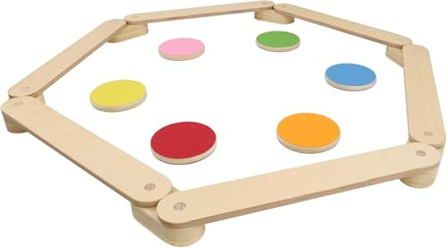 Aufun Balansbalkar för barn, svävande balkar med 6 balanseringsstenar kan kombineras fritt, äventyr, balansering, för 3+ år, småbarn, gymnastikbalkar, hinder balansbräda för koordination