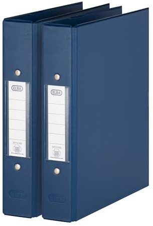 Elba 2 x Ringbuch DIN A5 Ring-Ordner mit 2-Ring-Mechanik, Kunststoff, 205 x 235 x 3 mm, blau