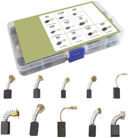 Balai Charbon, Brosses de Carbone pour Ponceuses, Charbon pour Meuleuse D'angle, Convient aux Outils Électriques, Meuleuses D'angle, Scies Circulaires, 40 Pièces, 10 Tailles