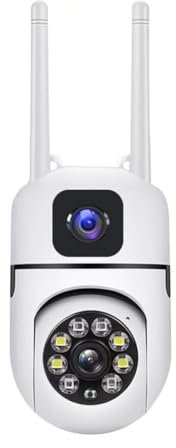 Nsssunnre Telecamera di Sorveglianza Intelligente HD Telecamera di Sorveglianza HD A Doppio Obiettivo per Interni con Collegamento A Doppio Schermo Rotazione A 360° Voce Bidirezionale