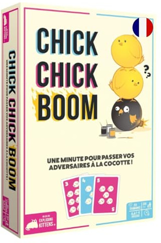 Asmodee - Chick Chick Boom - Jeu de Société d'Ambiance pour Adultes & Enfants dès 7 Ans - Jeu de Cartes - Passez Vos Adversaires à la Cocotte - 2 à 8 Joueurs - 10 Min - en Français- Exploding Kittens