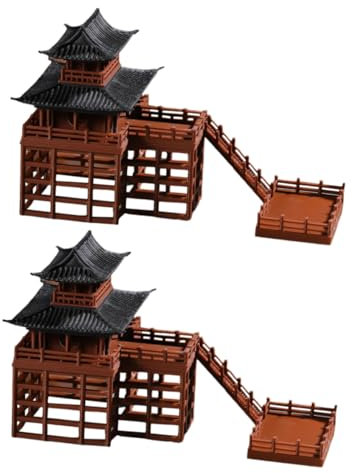 KICHOUSE 2piezas Pabellón Japonés Miniatura Figuras De Jardín Pagoda De Escritorio Decoración Zen para Oficina y Hogar