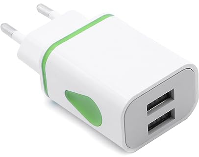 Angoily Chargeur de Voyage LED Goutte Eau avec Double Port USB pour Smartphones Adaptateur Prise Murale EU Vert