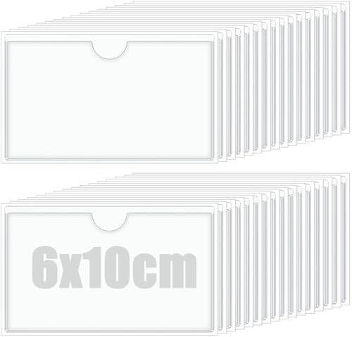 XRXYMQ 44 porta etichette autoadesivo, 10 x 6 cm, per biglietti da visita, autoadesivi, trasparenti, per ufficio, scuola