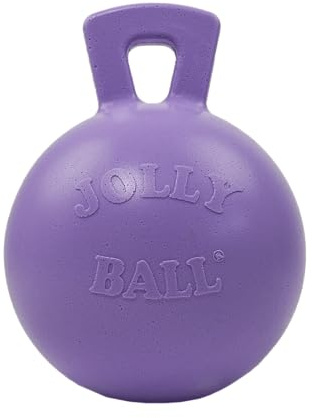 Jolly Pets Tug-n-Toss Heavy Duty Dog Toy Ball with Handle, 10 Inches/X-Large, Light Purple