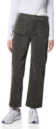 Street One Studio 3716636 Pantalon en Velours côtelé avec Poches à Patch, Hollow Green, 36W / 28L Femmes