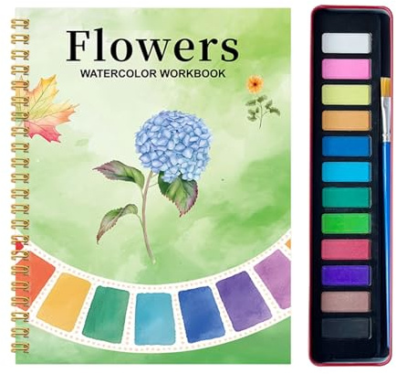 Libro de acuarela, encuadernación en para suministros de dibujo y suministros de arte | Libro de colorear acuarela | Para niñas, hombres, mujeres, hogar, escuela, viajes, educación