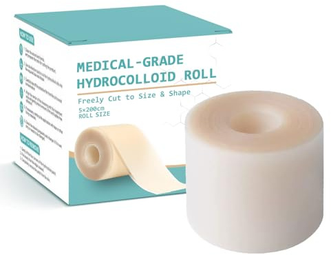 NICEIN Hydrokolloid plåsterrulle 5 cm x 3,6 m, vattentät hydrokolloid plåster, sårdyna för akne, bubblor, skär, repor, tunna hydrogelplåster, hydrokolloid rulle gör-det-själv-storlek och form