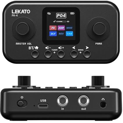 LEKATO Multi-Effects Guitar Pedal with 80 Presets, 6 Effects Modules, 20 Amp Models, 20 IR Cabinet Simulation, USB OTG Audio Recording with App & BT, Portable Guitar Bass Effects Processor