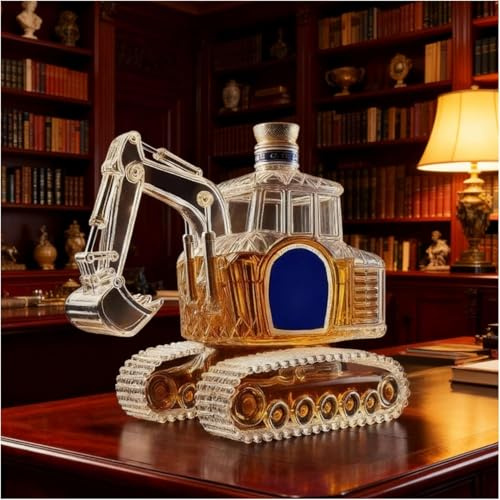 3D-whisky och vinflaska i grävmaskinsform, 300 ml whiskykaraff, handsnidad tom vinflaska, personliga presenter för kvinnor och män, gåva till husbaren eller kontoret (grävmaskiner)