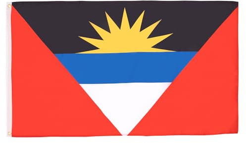AZ FLAG - Bandera Antigua Y Barbuda - 150x90 cm - Bandera Antiguana 100% Poliéster Con Ojales de Metal integrados - 110g - Colores Vivos Y Resistente A La Decoloración