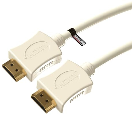 rhinocables - HDMI Cable | 4K UHD & 3D Support | ARC & Ethernet Compatible | For TVs, Gaming Consoles & More | Ultra High Speed Certified | White, 1.5m