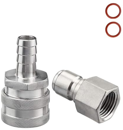 FERRODAY Stainless Steel Quick Disconnect Set 1/2 NPT Female Disconnect 1/2 Barb Brewing Quick Disconnect For Wort Pumps for Wort Chiller Connectors for Ball Valve Hose Fitting & O-rings