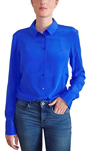 Posh Gear Dam Silkesblus Collettoseta Blus 100% silke, Mörkblå, XXL
