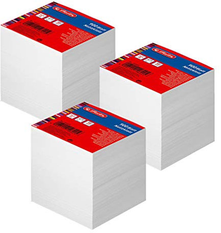 Herlitz Notizklotz 900 Blatt Blanko Geleimt mit Deckblatt 9 x 9 cm (3 Notizklötze)