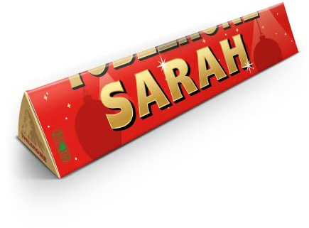 Personalised Toblerone bar - Personalise the Toblerone bar with the name of your choice, Milk chocolate with honey-almond nougat (200 Grams - Christmas)