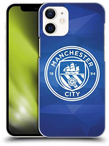 Head Case Designs Officially Licensed Manchester City Man City FC Obsidian White Mono Badge Geometric Hard Back Case Compatible With Apple iPhone 12 Mini