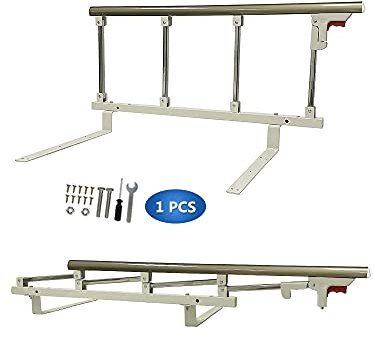 Mybow Bed Rails for Elderly Adults Seniors Bed Cane Assist Bar Handle Bedside Safety Bed Railings Hospital Support Grab Bar Fold Down Handrail Handicap Assistance Devices