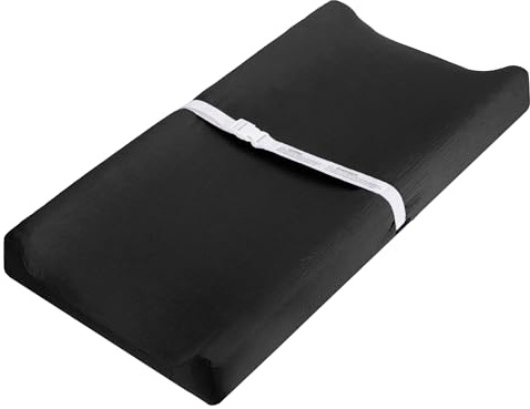 Pro Goleem Muslin Changing Pad Cover for Boys and Girls, Soft Breathable Fitted Cotton Diaper Changing Table Pad Sheets, Neutral, 1 Pack (Black)